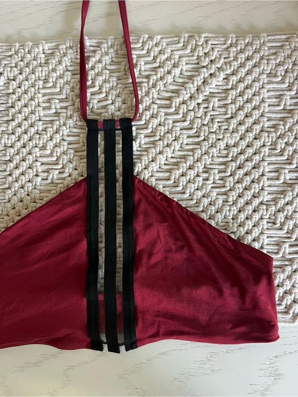 Beach bunny red and black bikini top